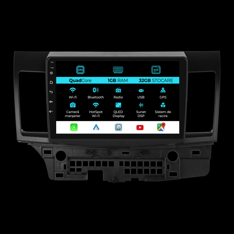 Navigatie Dedicata Mitsubishi Lancer (2007-2013), 9Inch, 1Gb Ram, 32Gb Stocare, Carplay
