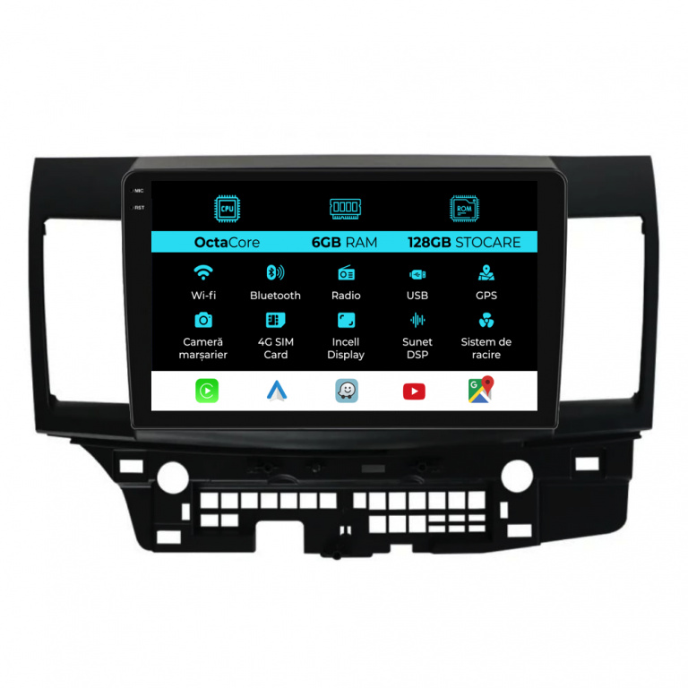Navigatie Dedicata Mitsubishi Lancer (2007-2013), 9Inch, 6Gb Ram, 128Gb Stocare, Carplay
