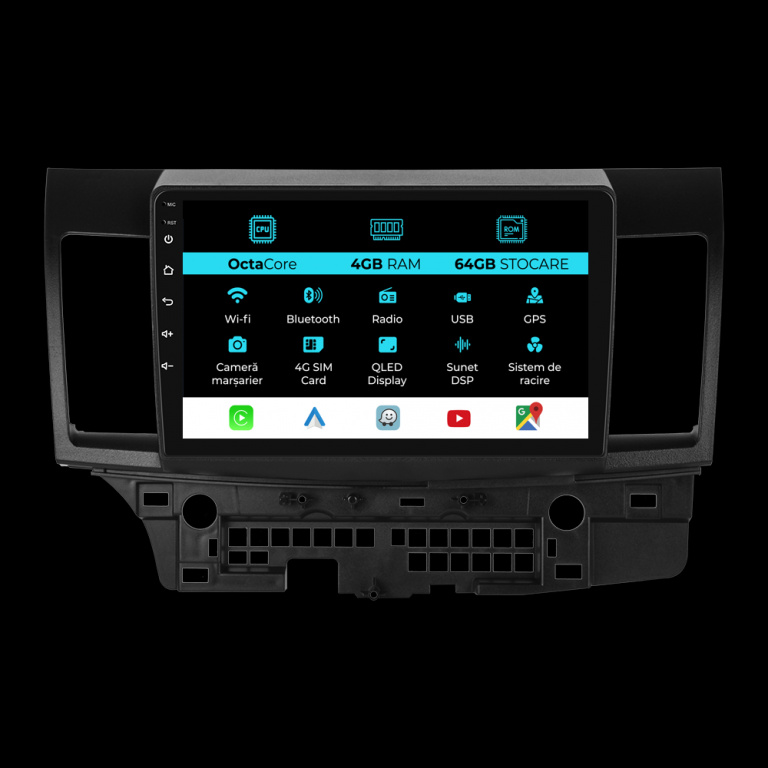 Navigatie Dedicata Mitsubishi Lancer (2007-2013), 9Inch, 4Gb Ram, 64Gb Stocare, Carplay