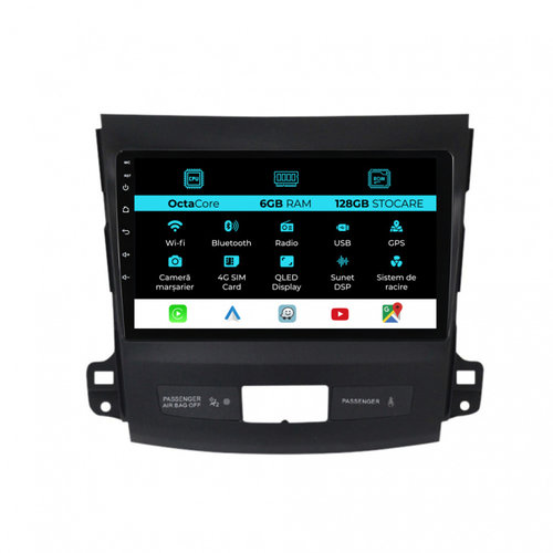 Navigatie Dedicata Mitsubishi Outlander (2005-2011), 9Inch, 6Gb Ram, 128Gb Stocare, Carplay