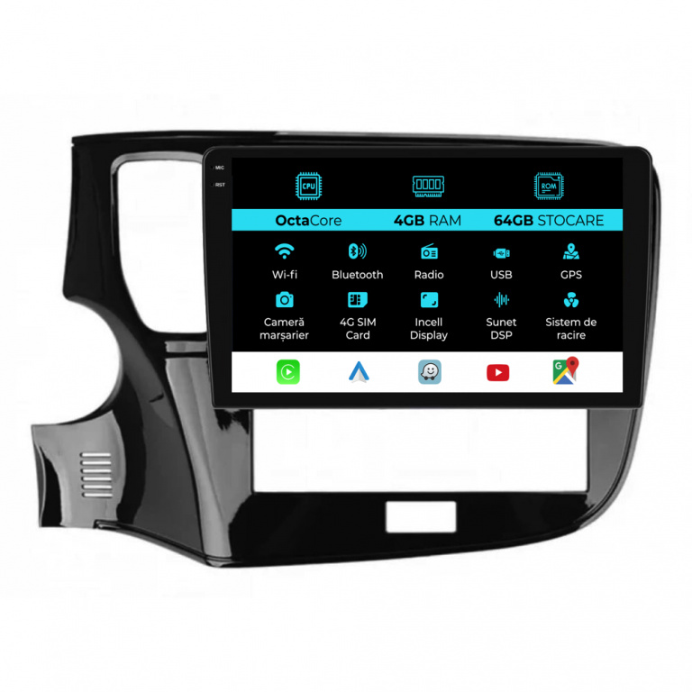 Navigatie Dedicata Mitsubishi Outlander (2019-2021), 10Inch, 4Gb Ram, 64Gb Stocare, Carplay