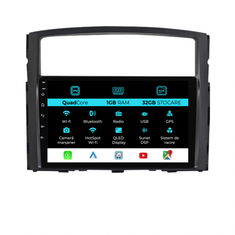 Navigatie Dedicata Mitsubishi Pajero (2006 - 2018), 9 Inch, 1Gb Ram, 32Gb stocare, Carplay