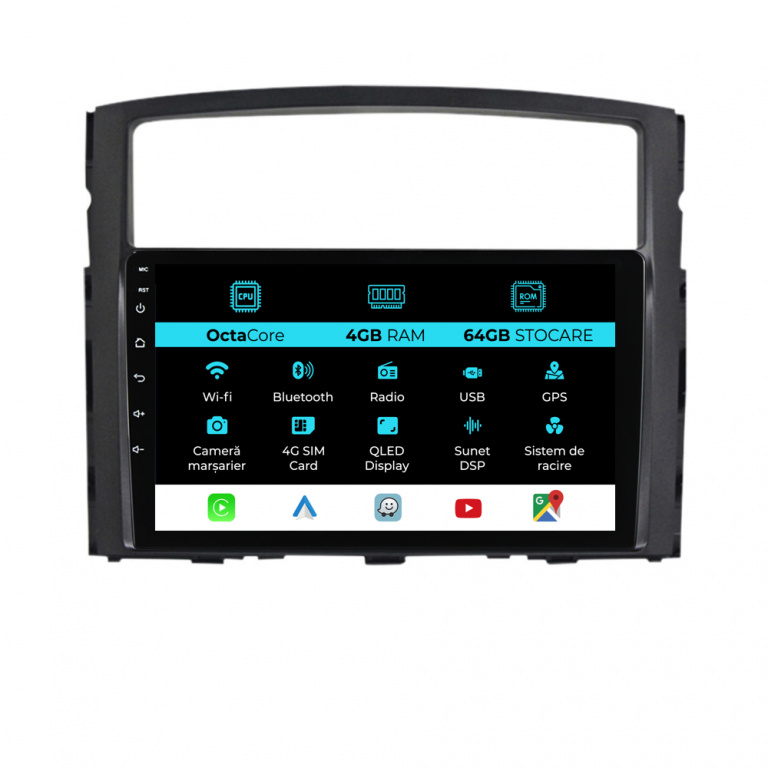 Navigatie Dedicata Mitsubishi Pajero (2006 - 2018), 9 Inch, 4Gb Ram, 64Gb stocare, Carplay