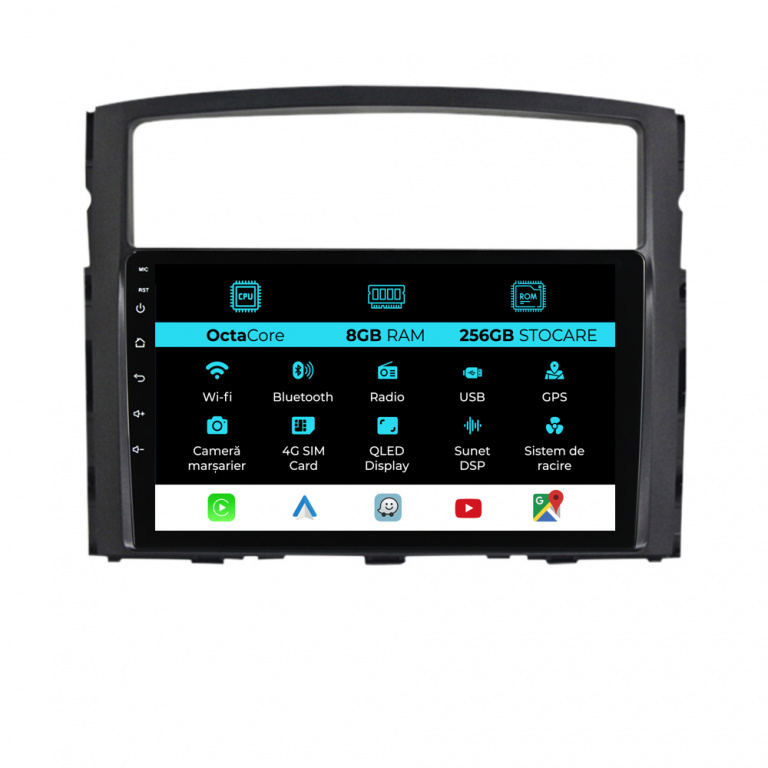 Navigatie Dedicata Mitsubishi Pajero (2006 - 2018), 9 Inch, 8Gb Ram, 256Gb stocare, Carplay