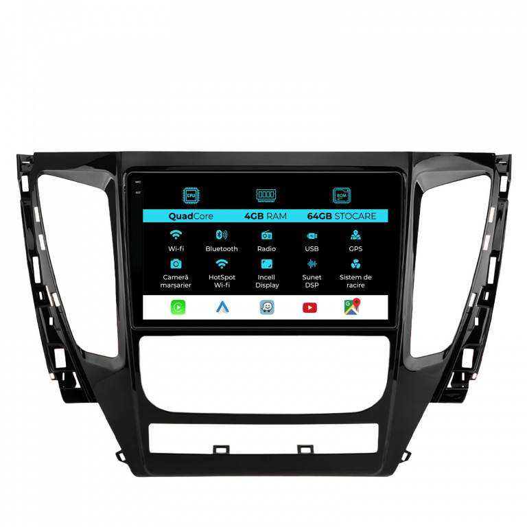 Navigatie Dedicata Mitsubishi Pajero (2016-2018),QuadCore, 9Inch, 4Gb Ram, 64Gb Stocare, Carplay