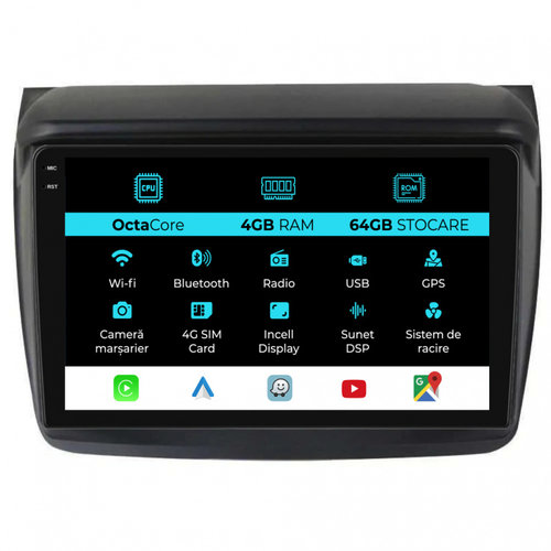 Navigatie Dedicata Mitsubishi Pajero Sport (2006-2013), 9Inch, 4Gb Ram, 64Gb Stocare, Carplay