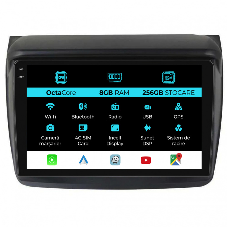 Navigatie Dedicata Mitsubishi Pajero Sport (2006-2013), 9Inch, 8Gb Ram, 256Gb Stocare, Carplay