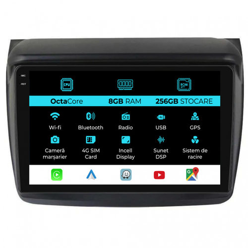 Navigatie Dedicata Mitsubishi Pajero Sport (2006-2013), 9Inch, 8Gb Ram, 256Gb Stocare, Carplay