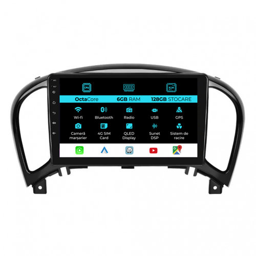 Navigatie Dedicata Nissan Juke (2010-2017), 9Inch, 6Gb Ram, 128Gb Stocare, Carplay