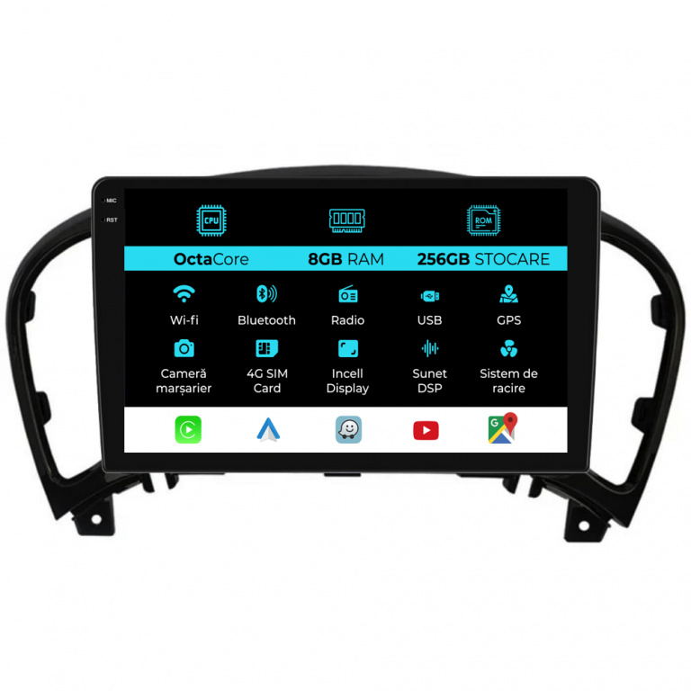 Navigatie Dedicata Nissan Juke (2010-2017), 9Inch, 8Gb Ram, 256Gb Stocare, Carplay