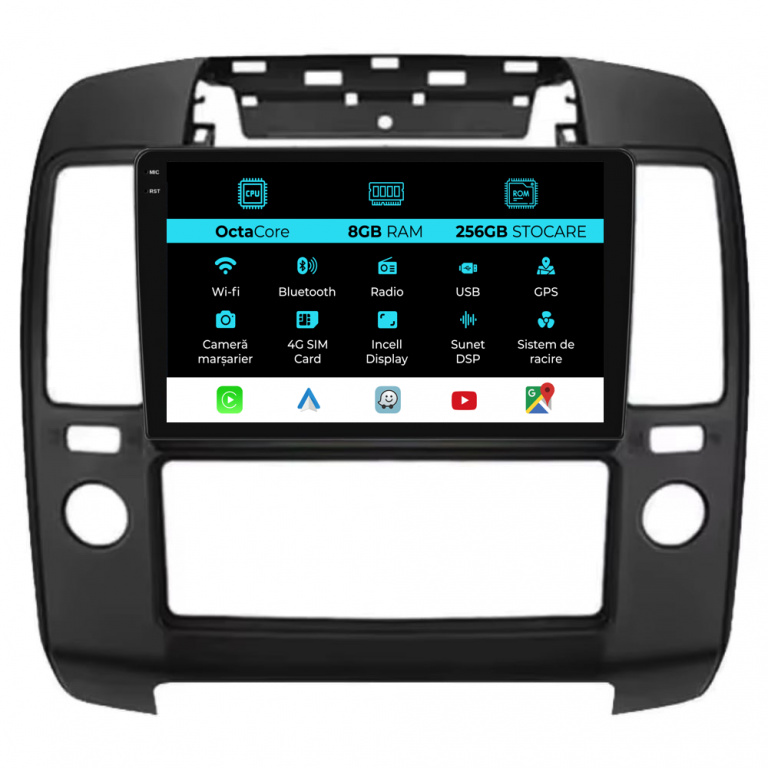 Navigatie Dedicata Nissan Navara (2004-2010), 9Inch, 8Gb Ram, 256Gb Stocare, Carplay