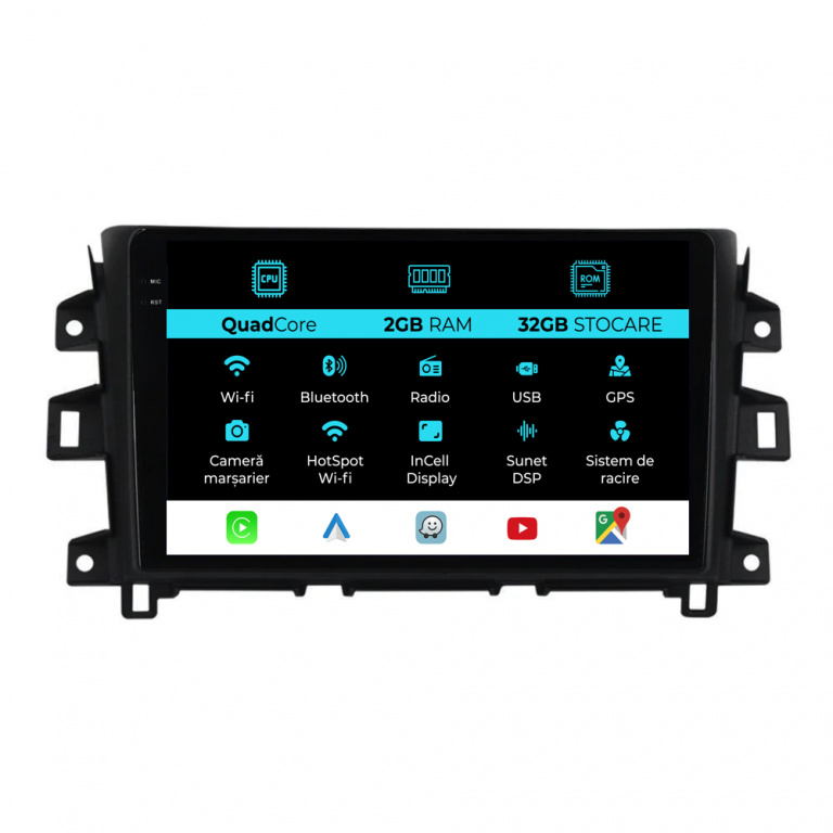 Navigatie Dedicata Nissan Navara (2015-2022), 10Inch, 2Gb Ram, 32Gb Stocare, Carplay