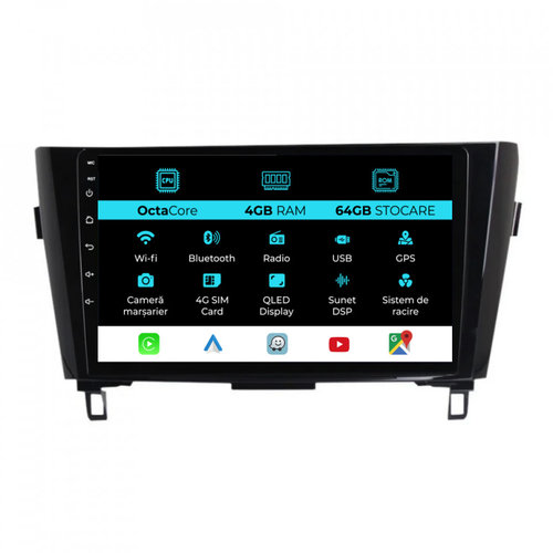 Navigatie Dedicata Nissan Qashqai J11, X Trail T32 (2013-2018), 10Inch, 4Gb Ram, 64Gb Stocare, Carpl...