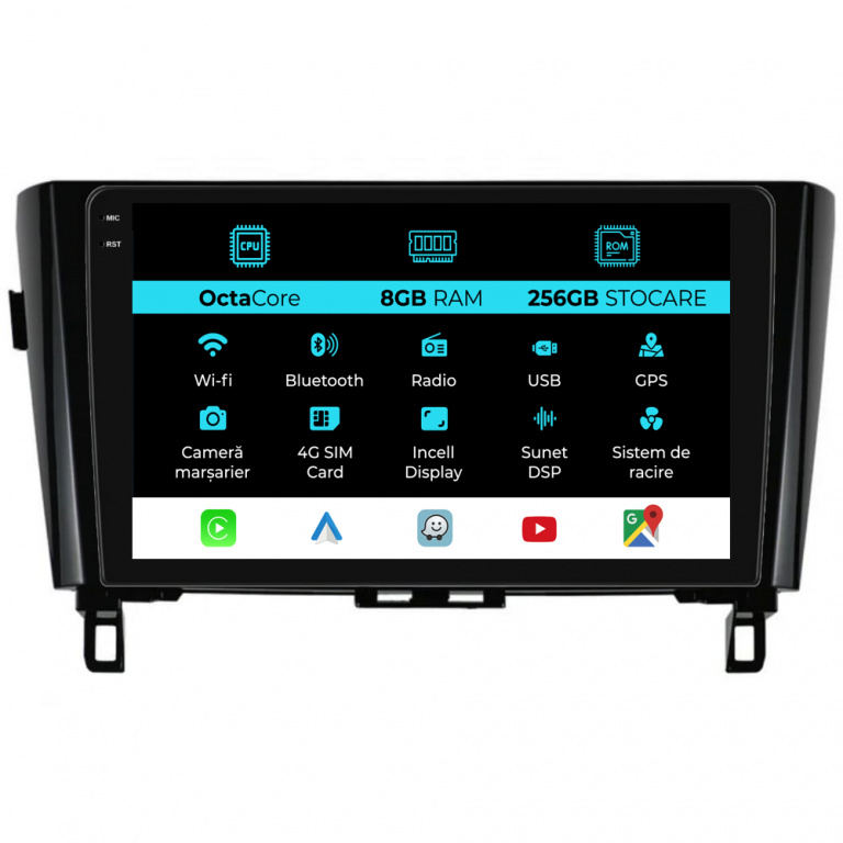 Navigatie Dedicata Nissan Qashqai J11, X Trail T32 (2013-2018), 10Inch, 8Gb Ram, 256Gb Stocare, Carplay