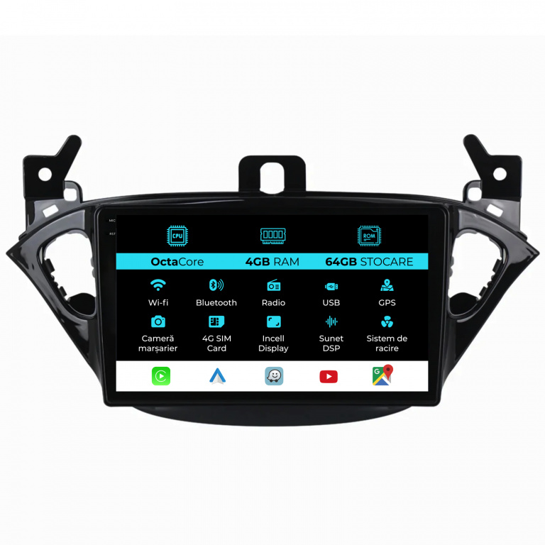 Navigatie Dedicata Opel Corsa E Adam (2012-2019), 9Inch, 4Gb Ram, 64Gb Stocare, Carplay