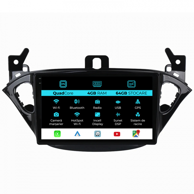 Navigatie Dedicata Opel Corsa E Adam (2012-2019),QuadCore, 9Inch, 4Gb Ram, 64Gb Stocare, Carplay
