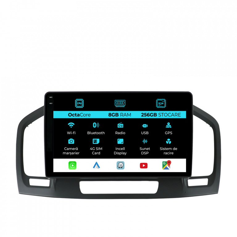 Navigatie Dedicata Opel Insignia (2008-2013), 9 Inch, 8Gb Ram, 256Gb stocare, Carplay