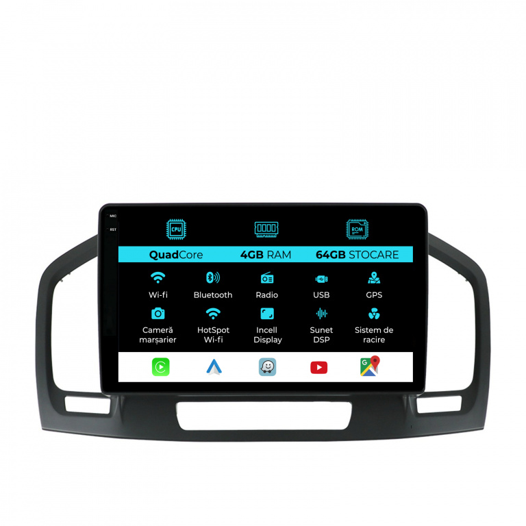 Navigatie Dedicata Opel Insignia (2008-2013),QuadCore, 9 Inch, 4Gb Ram, 64Gb stocare, Carplay