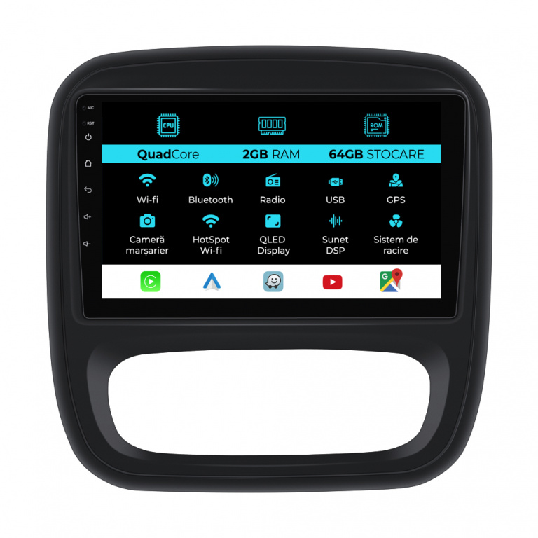 Navigatie Dedicata Opel Vivaro Renault Trafic Fiat Talento (2014 - 2018), 9 Inch, 2Gb Ram, 64Gb stocare, Carplay