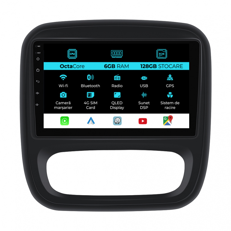 Navigatie Dedicata Opel Vivaro Renault Trafic Fiat Talento (2014 - 2018), 9 Inch, 6Gb Ram, 128Gb stocare, Carplay