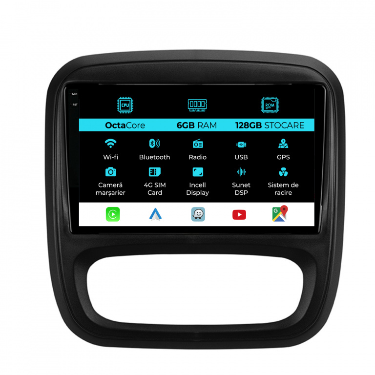 Navigatie Dedicata Opel Vivaro Renault Trafic Fiat Talento (2014 - 2018), 9 Inch, 6Gb Ram, 128Gb stocare, Carplay