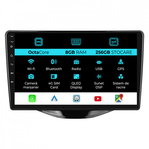 Navigatie Dedicata Peugeot 107 Citroen C1 Toyota Aygo (2014 - 2022), 9Inch, 8Gb Ram, 256Gb Stocare, ...