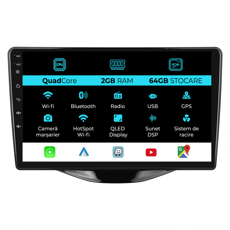 Navigatie Dedicata Peugeot 107 Citroen C1 Toyota Aygo (2014 - 2022), 9Inch, 2Gb Ram, 64Gb Stocare, Carplay