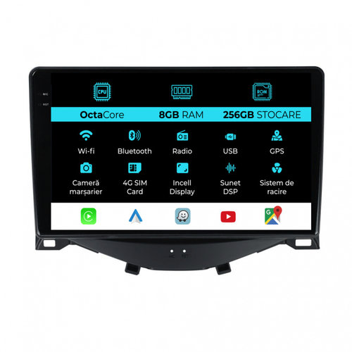 Navigatie Dedicata Peugeot 108 Citroen C1 Toyota Aygo (2014 - 2022), 9Inch, 8Gb Ram, 256Gb Stocare, ...