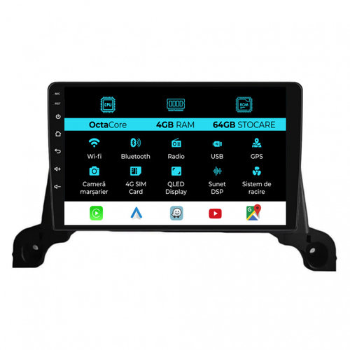 Navigatie Dedicata Peugeot 3008 5008 (2016 - 2021), 9Inch, 4Gb Ram, 64Gb Stocare, CarPlay