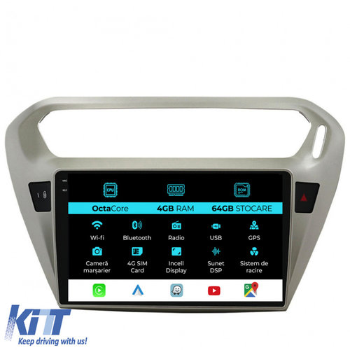 Navigatie Dedicata Peugeot 301 (2013-2018), 9Inch, 4Gb Ram, 64Gb Stocare, Carplay NAVPG94TRN