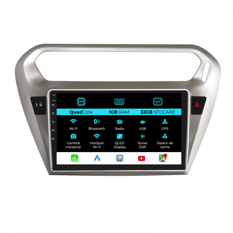 Navigatie Dedicata Peugeot 301, Citroen C-Elysee (2013-2018), 9Inch, 1Gb Ram, 32Gb Stocare, Carplay