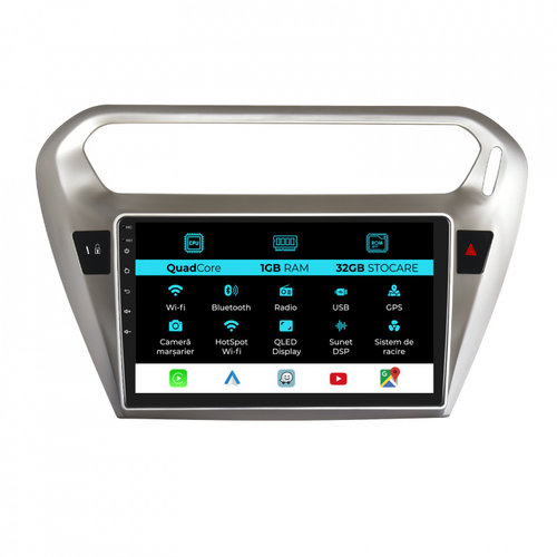 Navigatie Dedicata Peugeot 301, Citroen C-Elysee (2013-2018), 9Inch, 1Gb Ram, 32Gb Stocare, Carplay