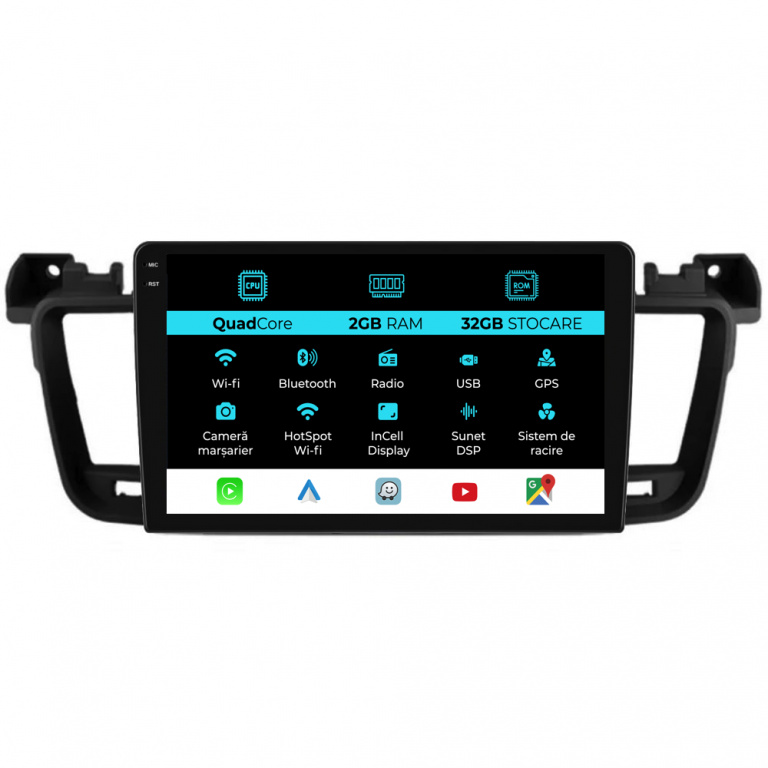 Navigatie Dedicata Peugeot 508 (2010-2018), 9Inch, 2Gb Ram, 32Gb Stocare, Carplay
