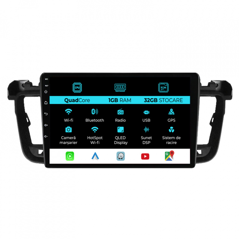 Navigatie Dedicata Peugeot 508 (2010-2018), 9Inch, 1Gb Ram, 32Gb Stocare, Carplay