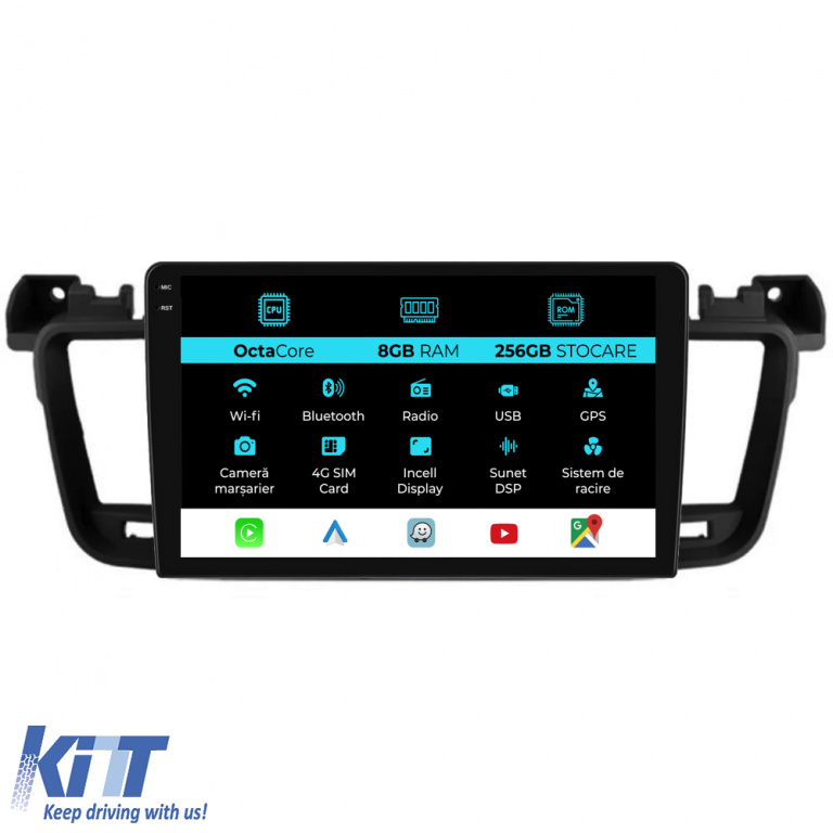 Navigatie Dedicata Peugeot 508 (2010-2018), 9Inch, 8Gb Ram, 256Gb Stocare, Carplay NAVPG98ZDS