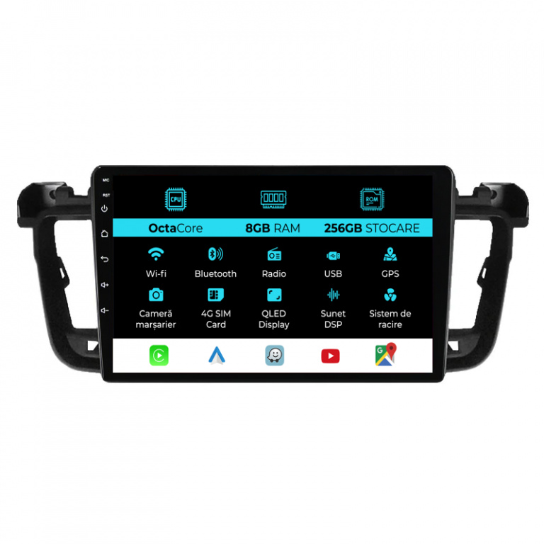 Navigatie Dedicata Peugeot 508 (2010-2018), 9Inch, 8Gb Ram, 256Gb Stocare, Carplay