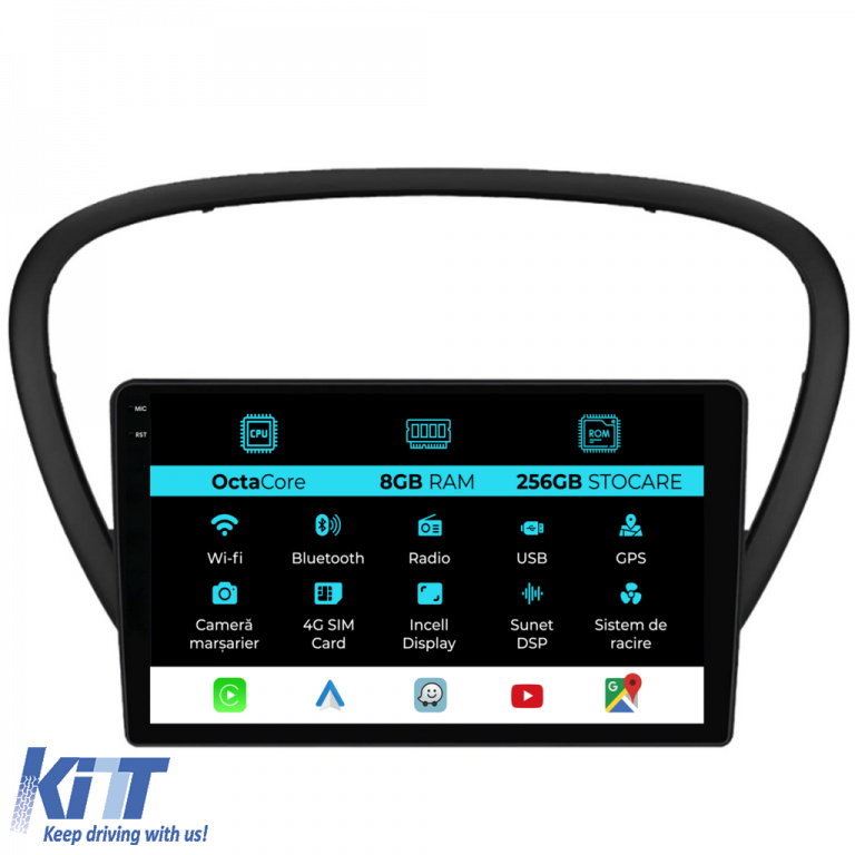 Navigatie Dedicata Peugeot 607 (2004-2011), 9Inch, 8Gb Ram, 256Gb Stocare, Carplay NAVPG98JAF
