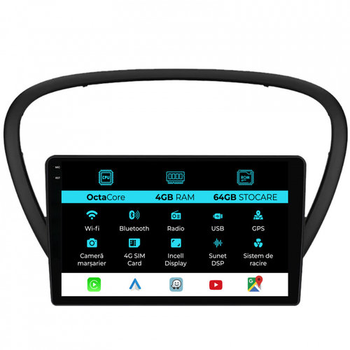 Navigatie Dedicata Peugeot 607 (2004-2011), 9Inch, 4Gb Ram, 64Gb Stocare, Carplay