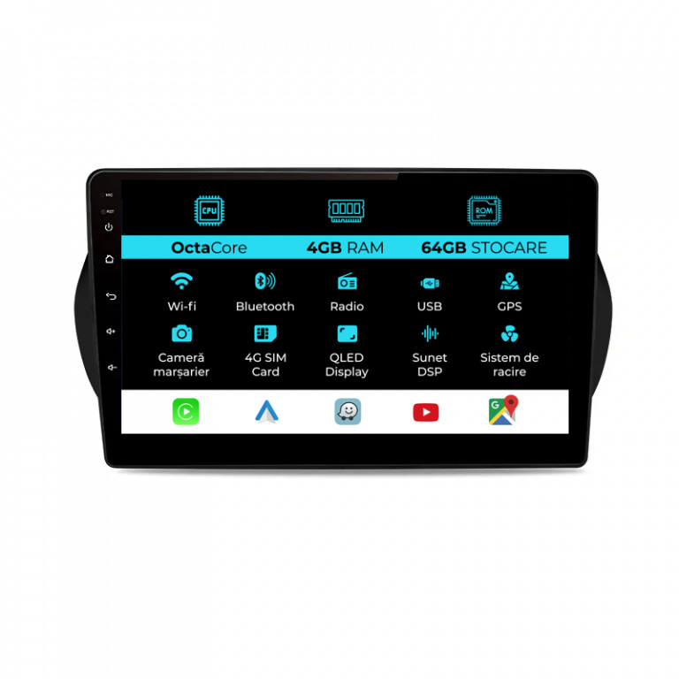 Navigatie Dedicata Peugeot Bipper (2008 - 2017), 10Inch, 4Gb Ram, 64Gb Stocare, Carplay