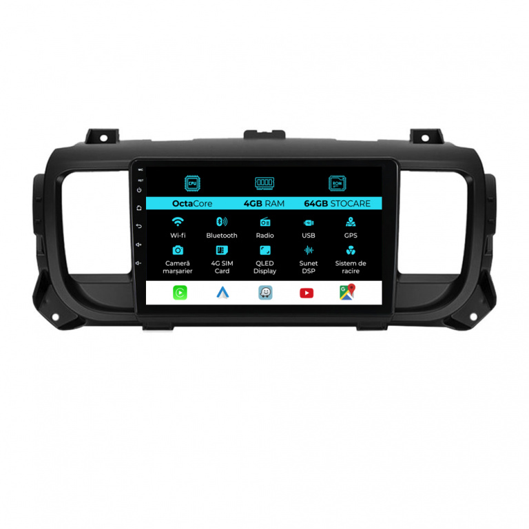Navigatie Dedicata Peugeot Expert Citroen Jumpy 3 (2016-2021), 9Inch, 4Gb Ram, 64Gb Stocare, Carplay