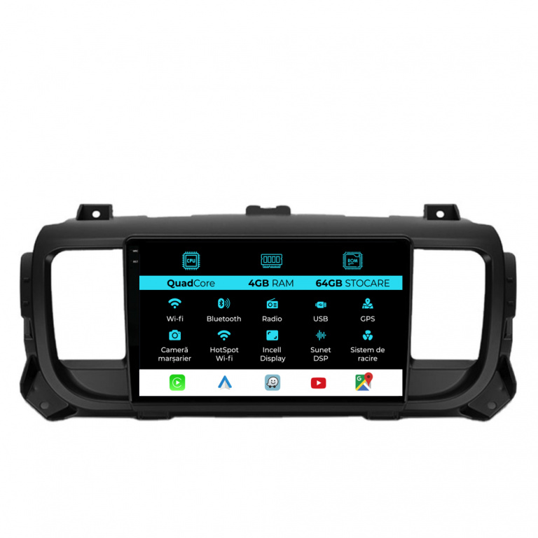 Navigatie Dedicata Peugeot Expert Citroen Jumpy 3 (2016-2021),QuadCore, 9Inch, 4Gb Ram, 64Gb Stocare, Carplay