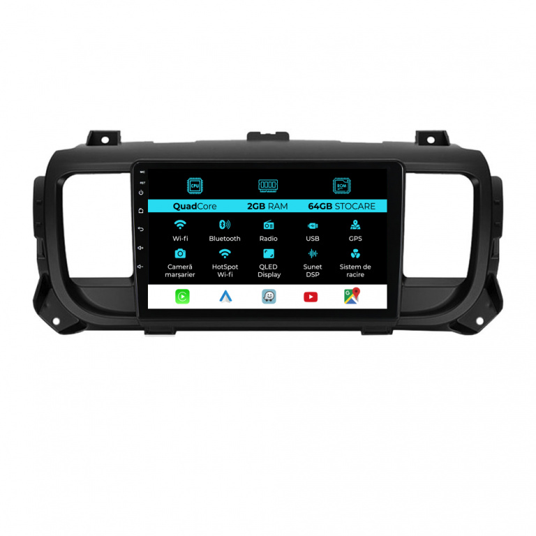Navigatie Dedicata Peugeot Expert Citroen Jumpy 3 (2016-2021), 9Inch, 2Gb Ram, 64Gb Stocare, Carplay