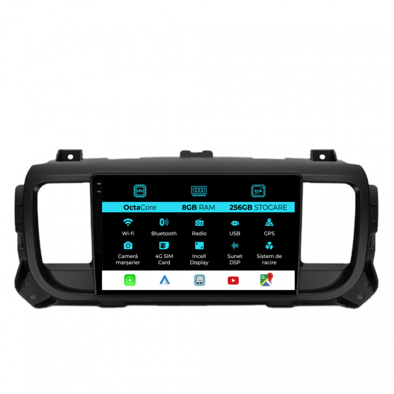 Navigatie Dedicata Peugeot Expert Citroen Jumpy 3 (2016-2021), 9Inch, 8Gb Ram, 256Gb Stocare, Carplay