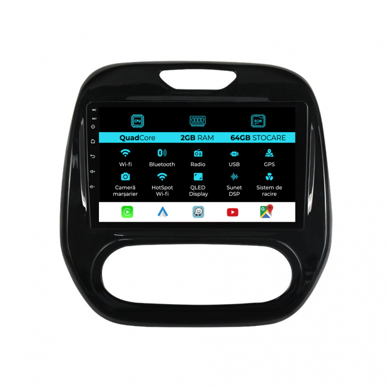 Navigatie Dedicata Renault Captur (2013-2020), 9Inch, 2Gb Ram, 64Gb Stocare, Carplay