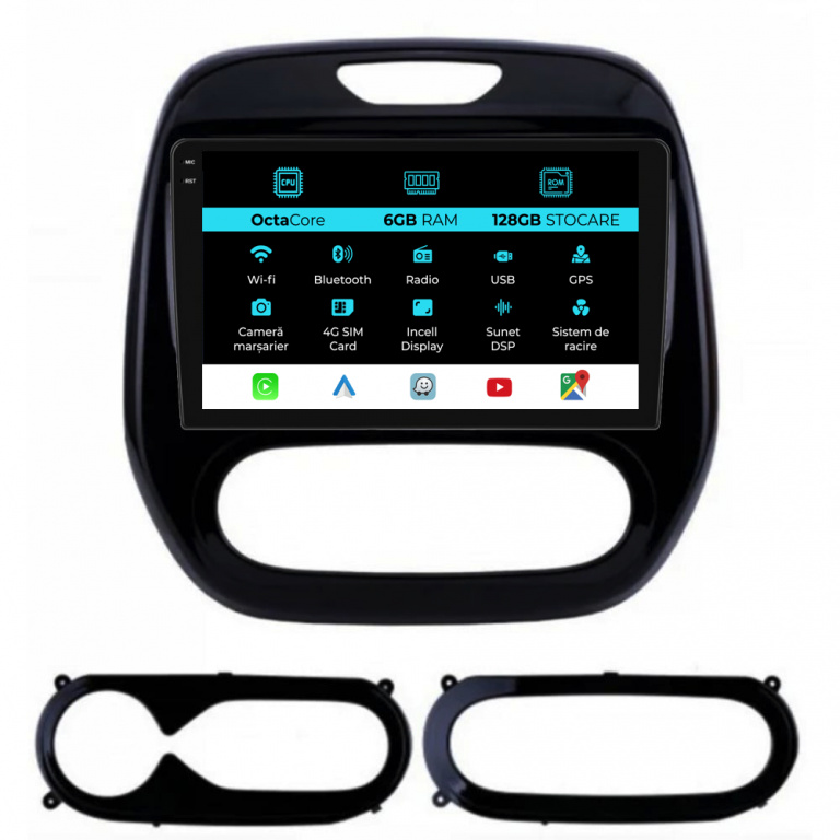 Navigatie Dedicata Renault Captur (2013-2020), 9Inch, 6Gb Ram, 128Gb Stocare, CarPlay