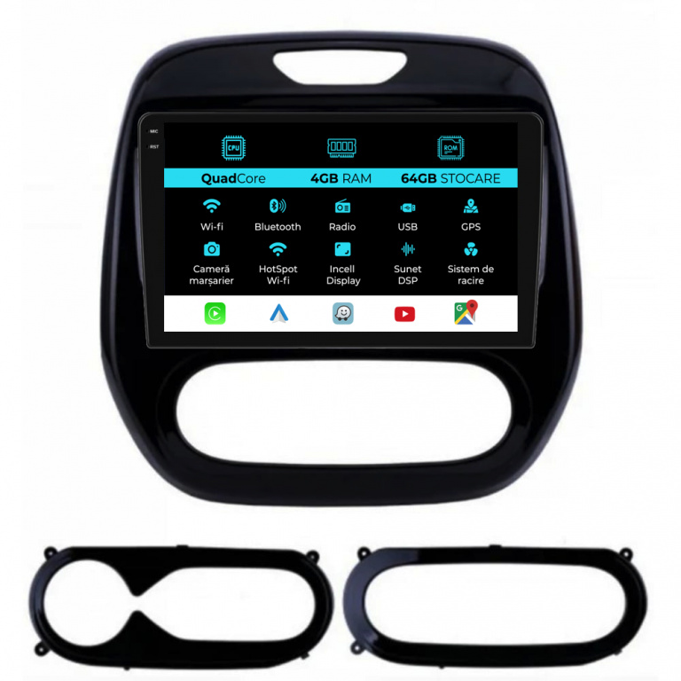 Navigatie Dedicata Renault Captur (2013-2020),QuadCore, 9Inch, 4Gb Ram, 64Gb Stocare, CarPlay