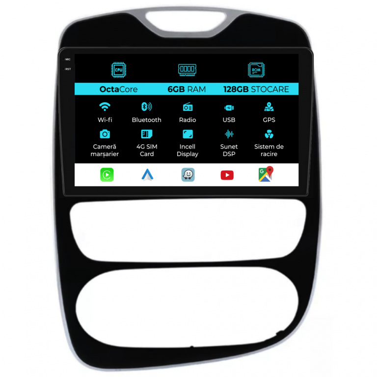 Navigatie Dedicata Renault Clio 4 (2016-2019), 9Inch, 6Gb Ram, 128Gb Stocare, Carplay