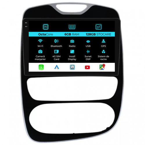 Navigatie Dedicata Renault Clio 4 (2016-2019), 9Inch, 6Gb Ram, 128Gb Stocare, Carplay