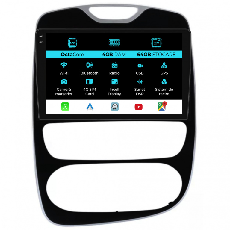 Navigatie Dedicata Renault Clio 4 (2016-2019), 9Inch, 4Gb Ram, 64Gb Stocare, Carplay