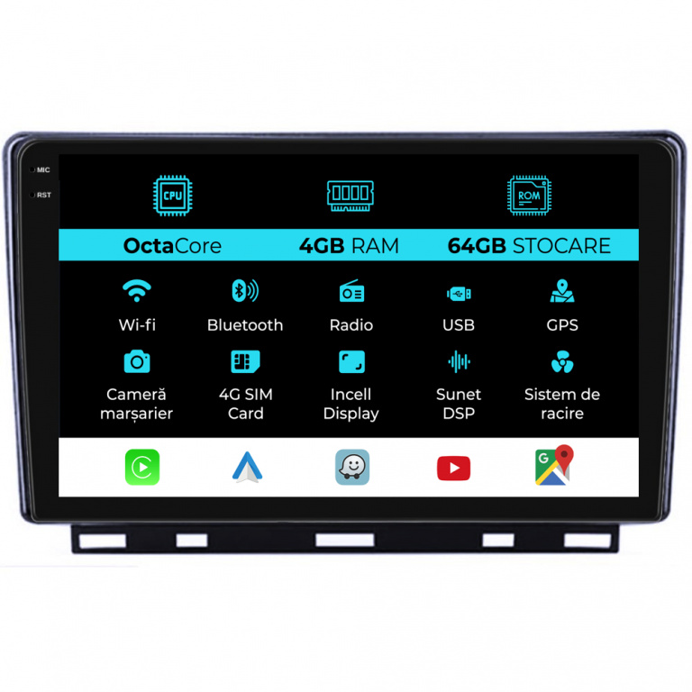 Navigatie Dedicata Renault Clio 5 (2019-2024), 9Inch, 4Gb Ram, 64Gb Stocare, Carplay